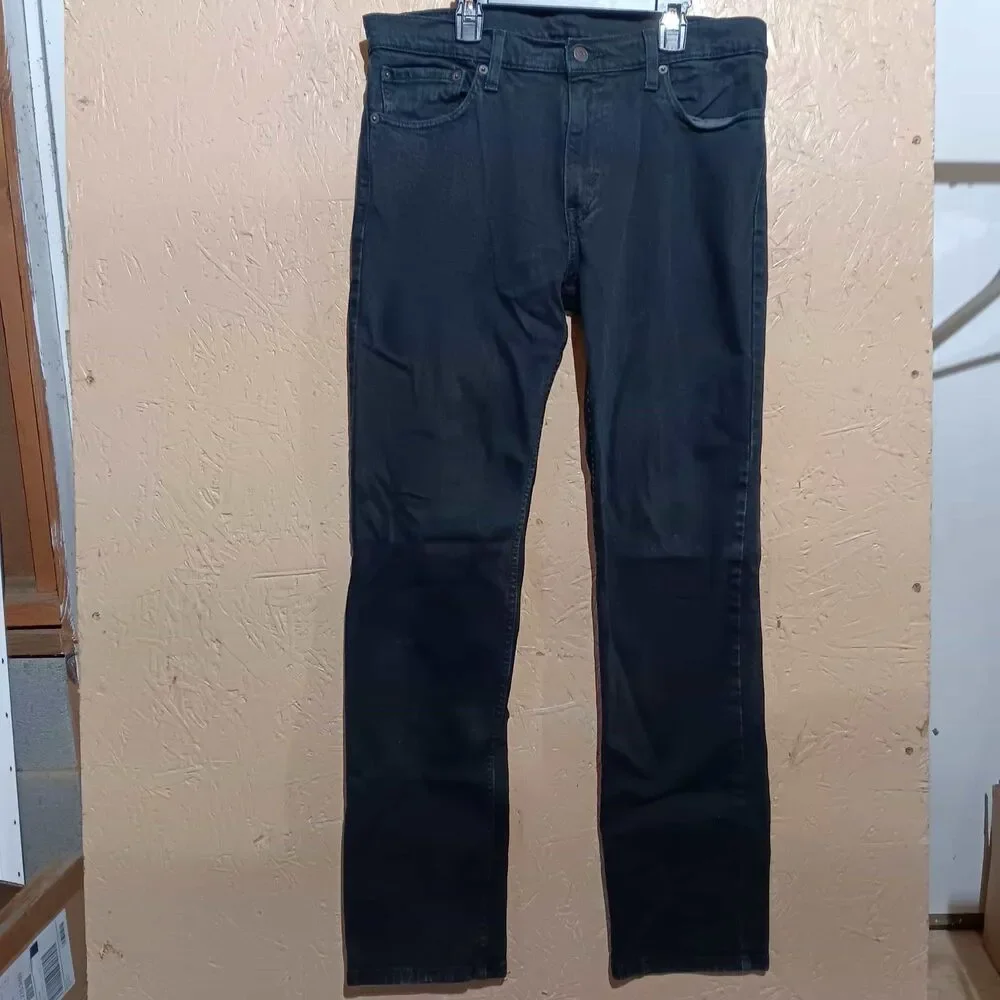 Levis 511 Mens Jeans Black Denim Slim Fit Straight Leg Dark Wash Size W33 L32 - Picture 1 of 7